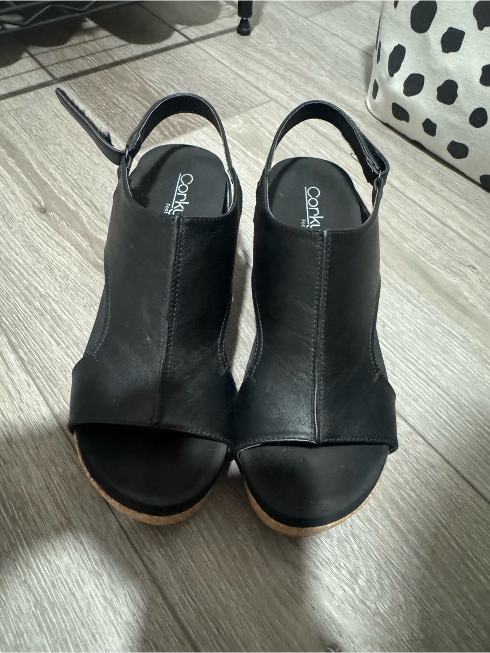 Corkys Black Open-Toe Wedges